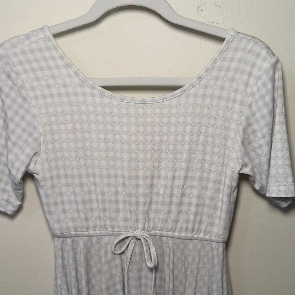 Omi Jo Well Dressed Wolf Gull Grey Gingham Empire Dress Viscose Girls Size 8